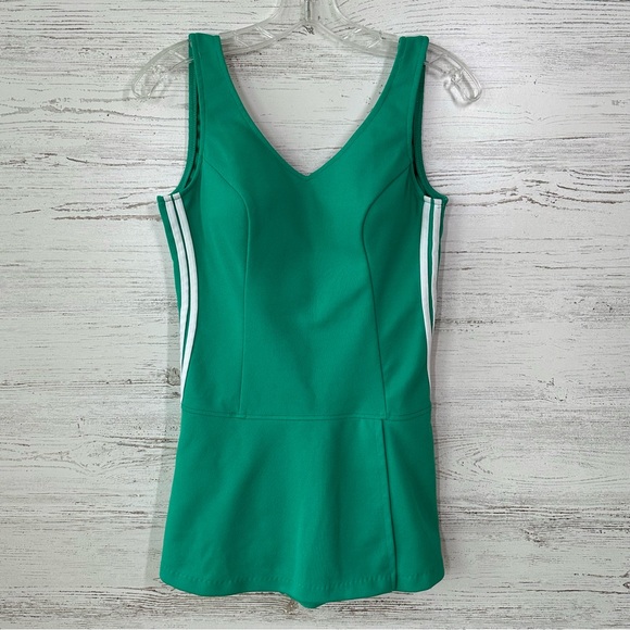 VINTAGE 70s 80s Skirted Side Stripe Swimsuit Made in USA - Picture 4 of 14